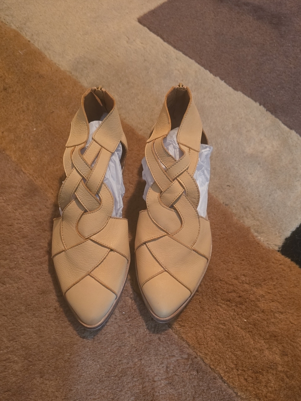 Free People Tan Braided Pointed-Toe Flats